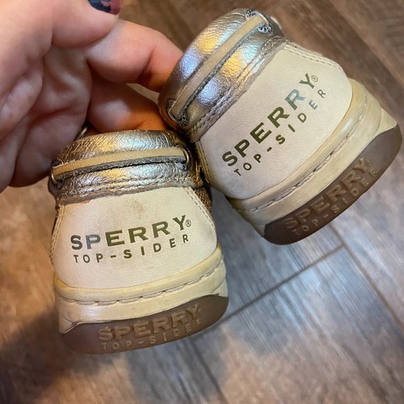 DONATED! Sperry 6 Women Gold Angelfish Flat Boat Shoes - Picture 4 of 7